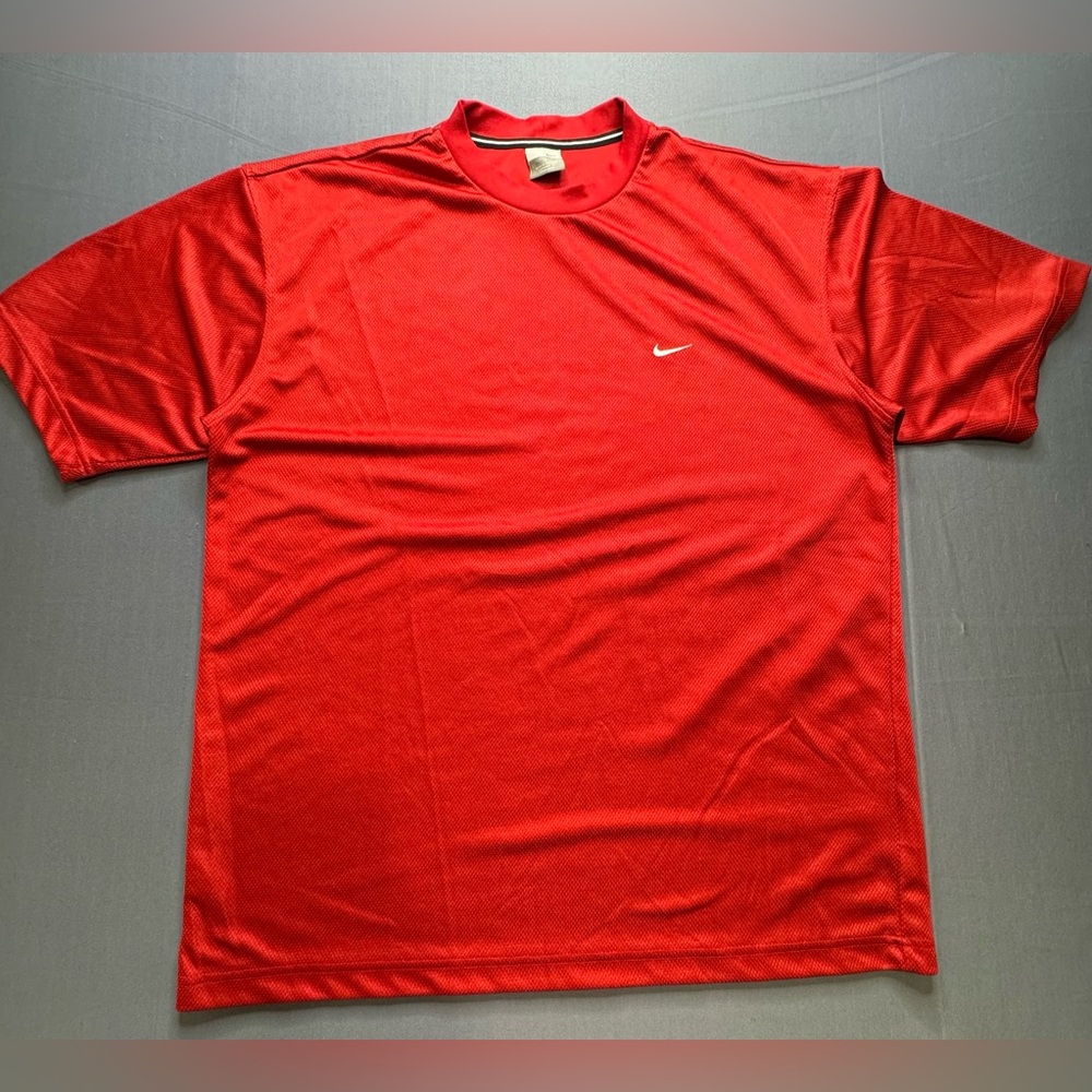 Y2k Nike Shirt Men L Red Short Sleeve Breathable Quick Dry #1151